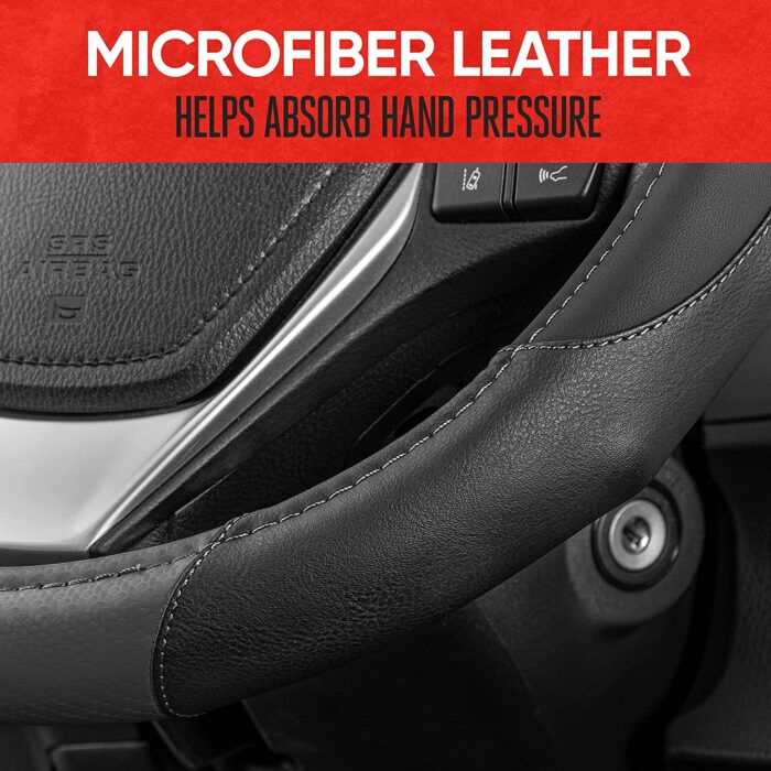 SW-712-GR: CARBON FIBER MEDIUM STEERING WHEEL COVER - GRAY - MEDIUM - BDK USA - Image 2