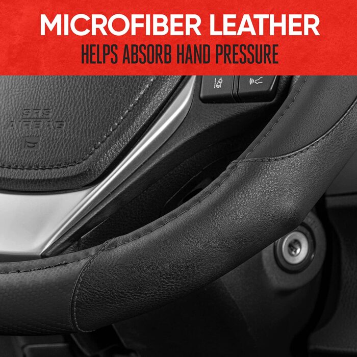 SW-712-BK: CARBON FIBER MEDIUM STEERING WHEEL COVER - BLACK- MEDIUM - BDK USA - Image 2