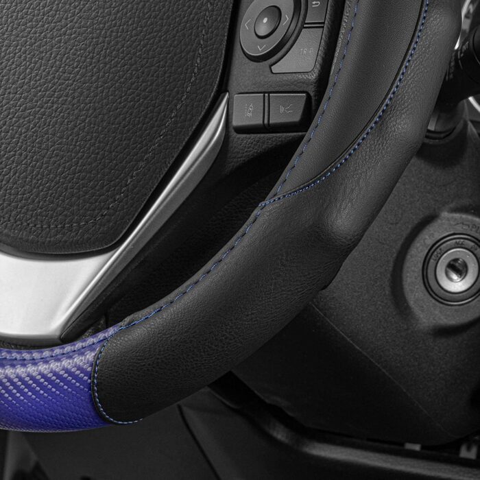 SW-712-BL: CARBON FIBER MEDIUM STEERING WHEEL COVER - BLUE - MEDIUM - BDK USA - Image 3