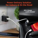 15409: 20W USB-C PD DUAL OUTPUT WALL + CAR CHARGER BUNDLE - BLACK - HYPERGEAR - Image 2