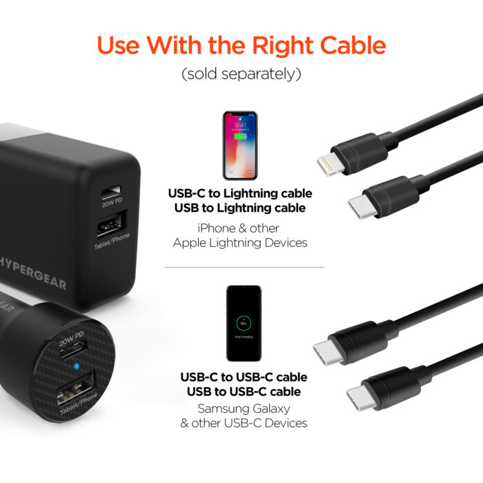 15409: 20W USB-C PD DUAL OUTPUT WALL + CAR CHARGER BUNDLE - BLACK - HYPERGEAR - Image 7