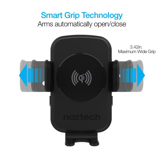 15425: SMART GRIP WIRELESS CHARGING CAR MOUNT - BLACK -  NAZTECH - Image 2