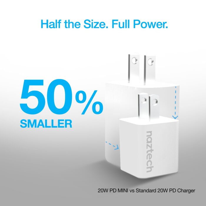15440: 20W USB-C PD MINI FAST WALL CHARGER - WHITE - NAZTECH - Image 13