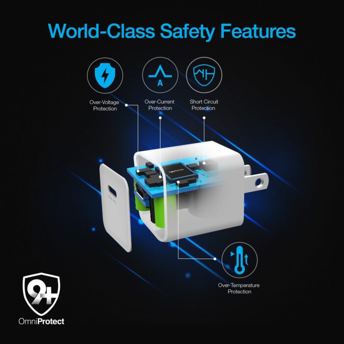 15440: 20W USB-C PD MINI FAST WALL CHARGER - WHITE - NAZTECH - Image 7