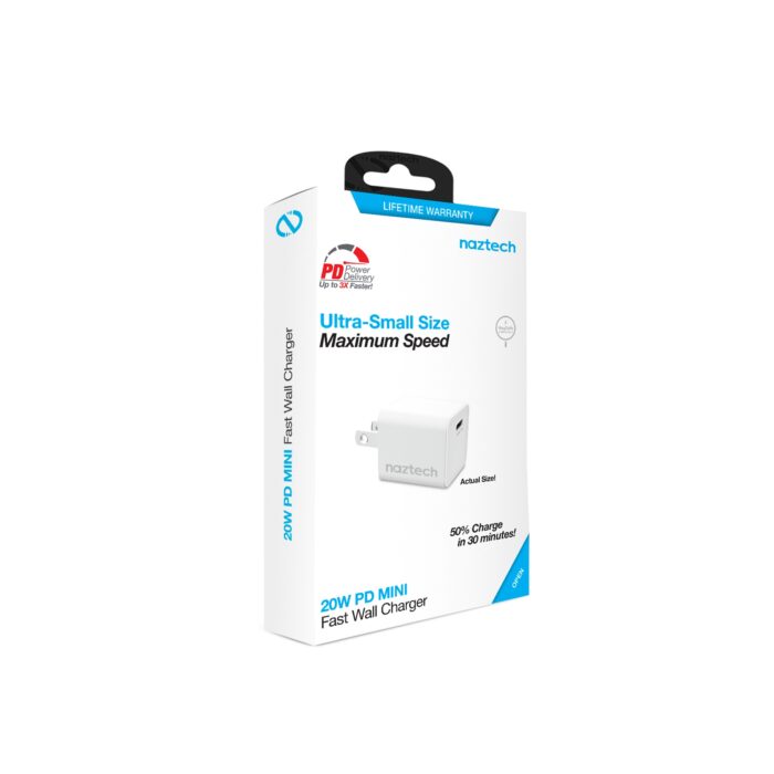 15440: 20W USB-C PD MINI FAST WALL CHARGER - WHITE - NAZTECH - Image 4