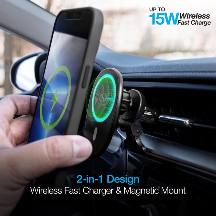 15448: MAGLOCK WIRELESS CHARGING VENT MOUNT BLACK -  NAZTECH - Image 7
