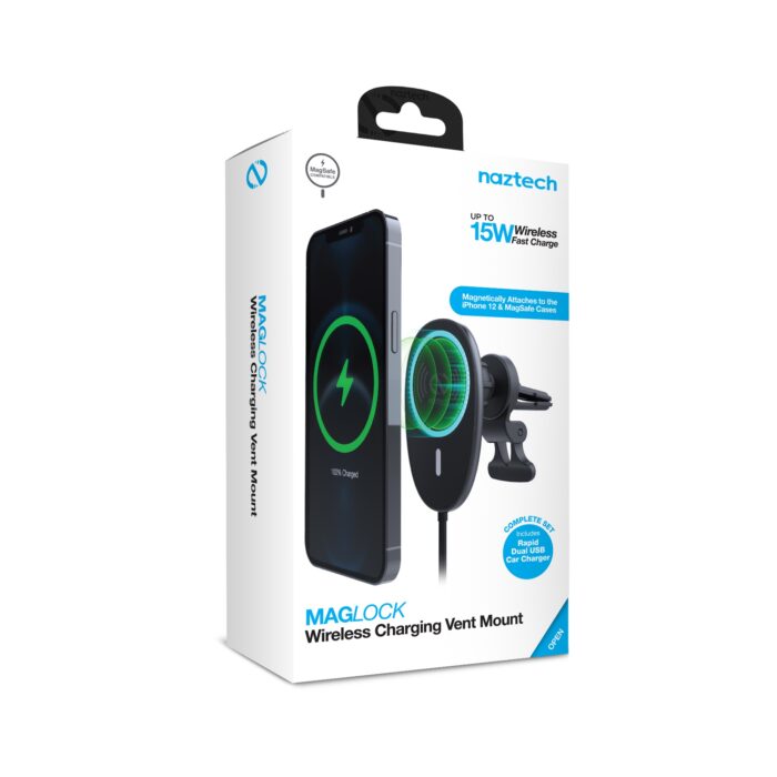 15448: MAGLOCK WIRELESS CHARGING VENT MOUNT BLACK -  NAZTECH - Image 8