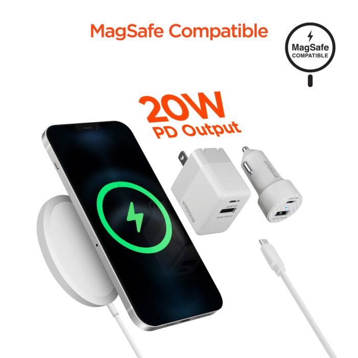 15408: 20W USB-C PD DUAL OUTPUT WALL + CAR CHARGER BUNDLE - WHITE - HYPERGEAR - Image 8