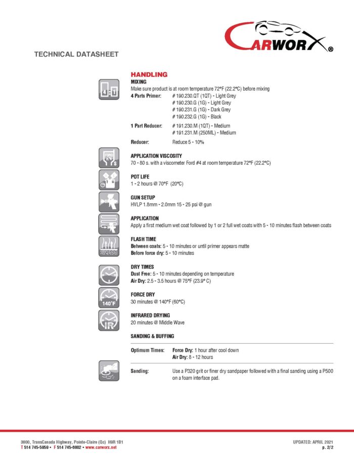 190.232.G-K: 4:1 HIGH BUILD 2K BLACK PRIMER/SURFACER/SEALER + ACTIVATOR KIT - CARWORX - Image 3