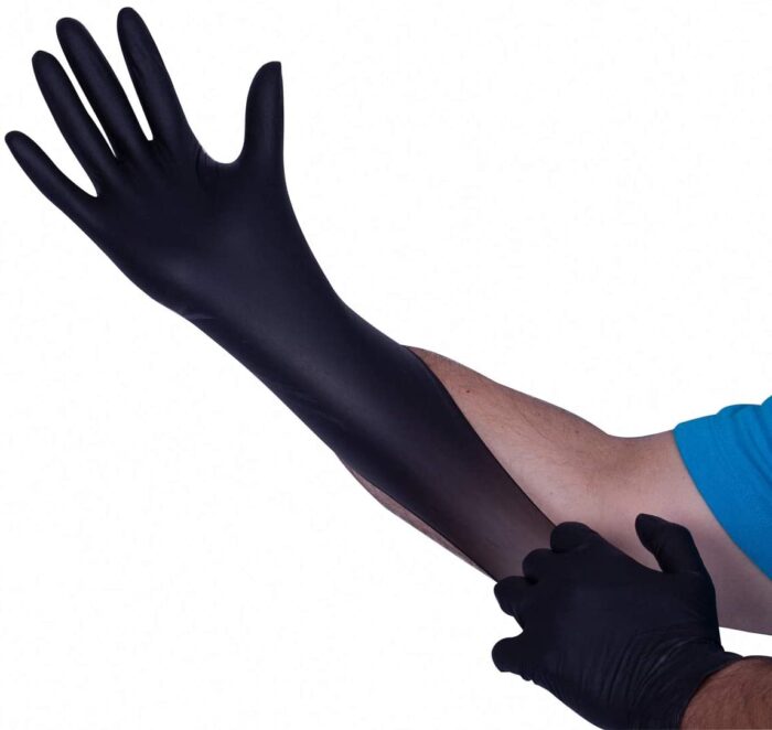 10043: GREASE BULLY BLACK NITRILE EXAM GLOVES, POWDER FREE - 6 MIL - MEDIUM - Image 2