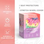 CBSC-5943-RB: CARBELLA TIE DYE SEAT LINERS W/ STEERING WHEEL COVER - BDK USA - Image 5