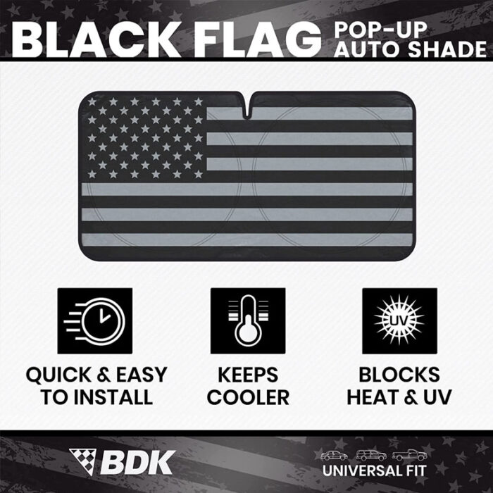 AS-3001: MOTOR TREND POP-UP AUTO SHADE - BLACK FLAG - BDK USA - Image 3