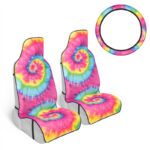 CBSC-5943-RB: CARBELLA TIE DYE SEAT LINERS W/ STEERING WHEEL COVER - BDK USA