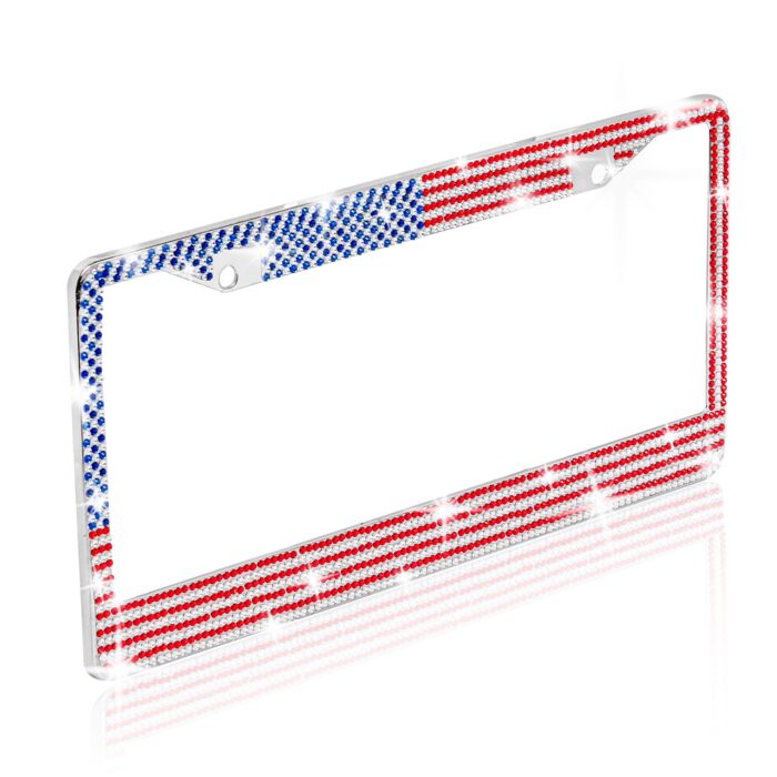 LP-311: BLING BLING US FLAG LICENSE PLATE FRAME - BDK USA - Image 3