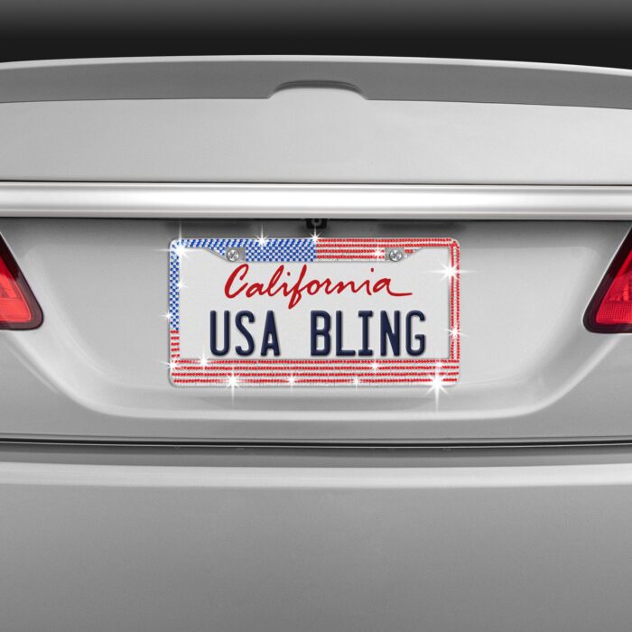LP-311: BLING BLING US FLAG LICENSE PLATE FRAME - BDK USA - Image 2