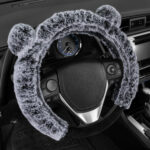 SW-2421-GR: FAUX FUR STEERING WHEEL COVER WITH EARS - GRAY - BDK USA - Image 2