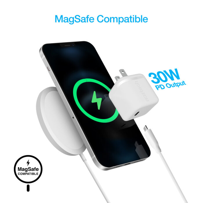 15544: 30W USB-C PD FAST WALL CHARGER + USB-C TO LIGHTNING CABLE 6FT - WHITE - NAZTECH - Image 3