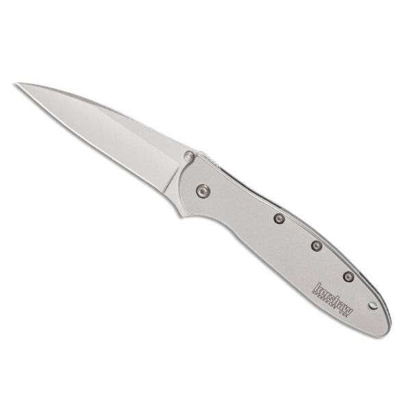 Kershaw 1660 Ken Onion Leek Assisted Flipper Knife 3" Bead Blast Plain Blade, Stainless Steel Handles