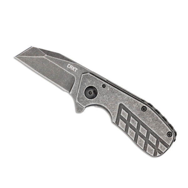 Columbia River CRKT 4021 Jon Graham Razelcliffe Flipper Knife 2.09 inch Black Stonewashed Wharncliffe Chisel Blade and Stainless Steel Handles