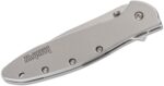 Kershaw 1660 Ken Onion Leek Assisted Flipper Knife 3" Bead Blast Plain Blade, Stainless Steel Handles