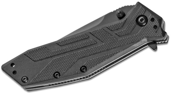 Kershaw 1990 Brawler Assisted Flipper 3.25 inch Black Plain Tanto Blade, Black Handles