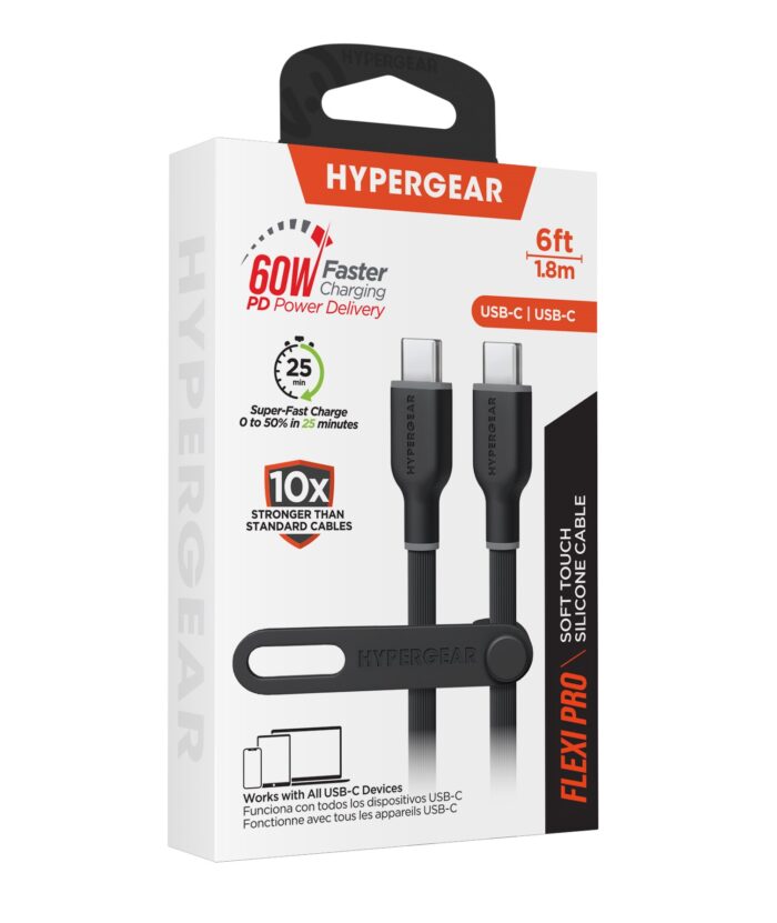 15906: HYPERGEAR BLACK SOFT-TOUCH SILICONE CABLE6FT | USB-C TO USB-C - BLACK - HYPERGEAR - Image 2
