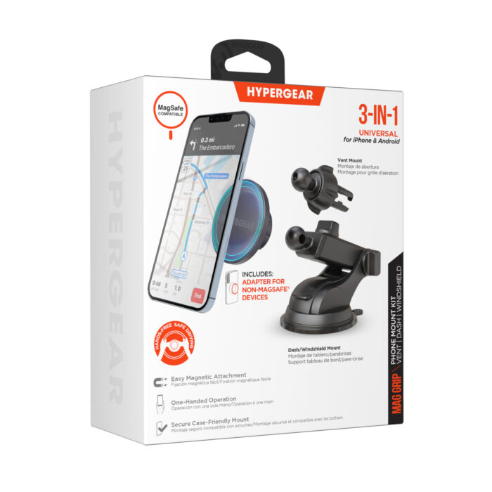15701: MAG GRIP PHONE MOUNT KIT WITH MAGSAFE FOR VENT + DASH + WINDSHIELD - HYPERGEAR - Image 2