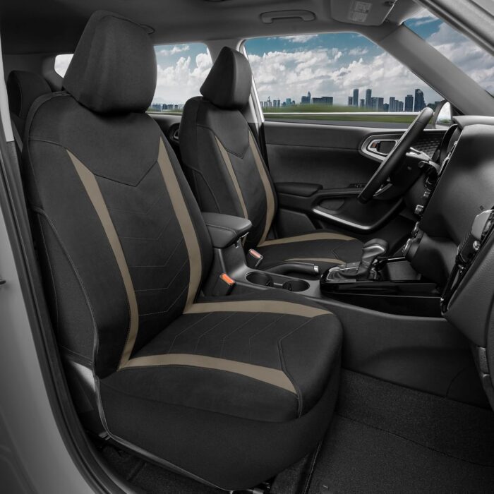 MTSC-284-BG: MOTOR TREND® NEOPRENE SIDELESS SEAT COVERS TWO TONE DESIGN - BLACK/BEIGE - BDK USA - Image 4