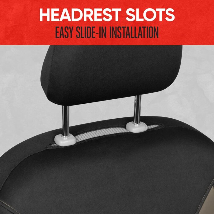 MTSC-284-BG: MOTOR TREND® NEOPRENE SIDELESS SEAT COVERS TWO TONE DESIGN - BLACK/BEIGE - BDK USA - Image 3