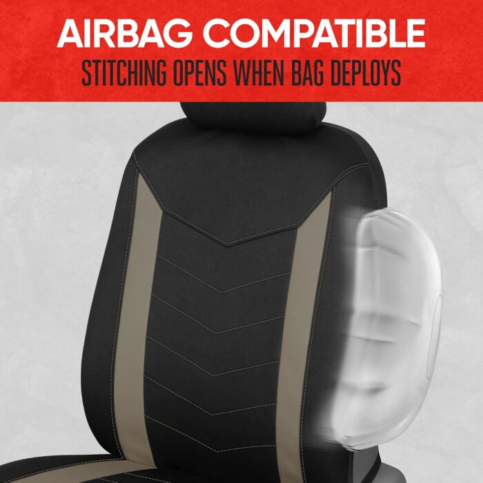 MTSC-284-BG: MOTOR TREND® NEOPRENE SIDELESS SEAT COVERS TWO TONE DESIGN - BLACK/BEIGE - BDK USA - Image 7
