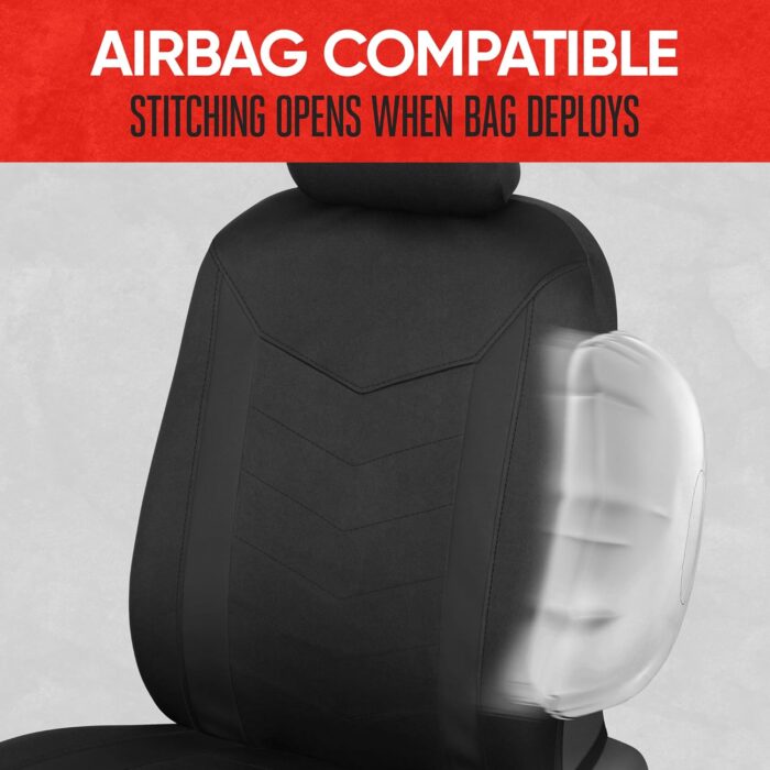 Motor Trend SpillGuard Seat Covers for Cars Trucks SUV – Black Seat Covers with Waterproof Neoprene Lining, Automotive Car Seat Covers for Front Seats Only, Forros para Asientos de Carro