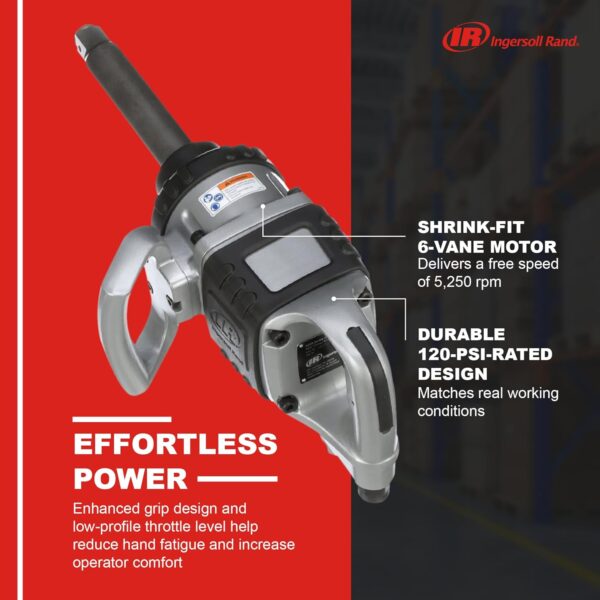 Ingersoll Rand 285B-6 1-Inch Cordless Pneumatic Impact Wrench with 6-Inch Extended Anvil and 2 Handle