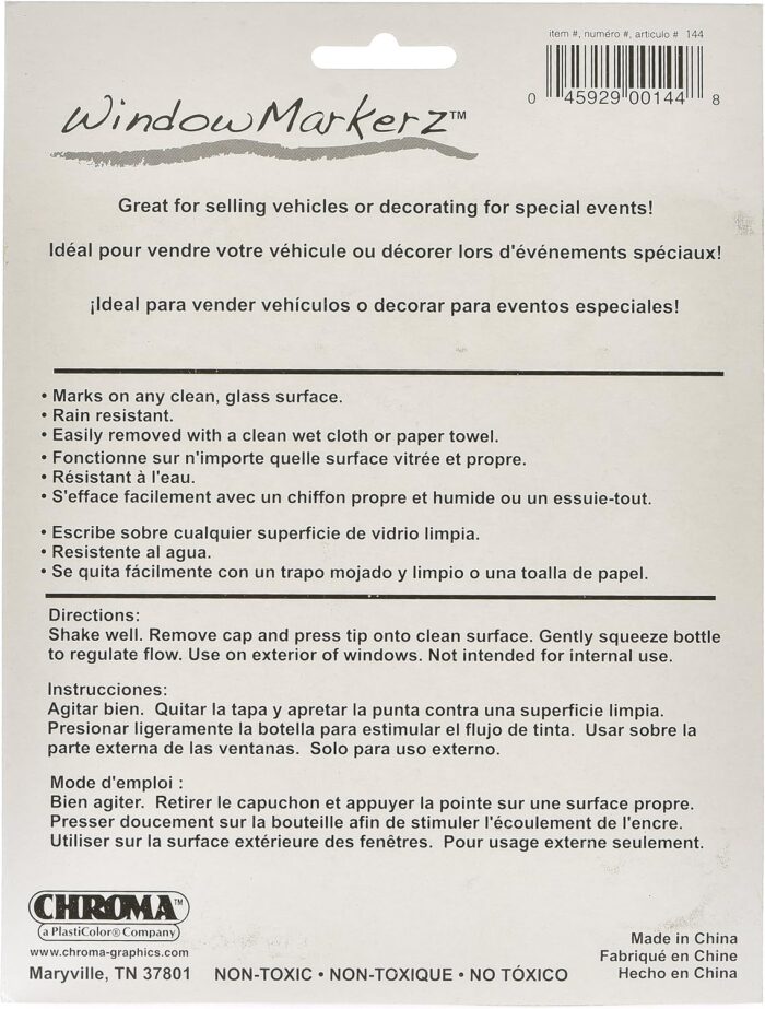 Chroma 00144 4 Color Pack Window Marker