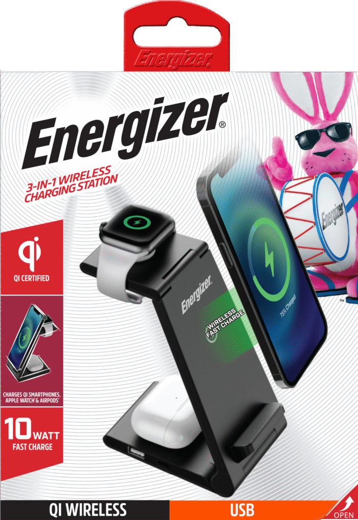 ENGQIM01BK: 3-IN-1 WIRELESS CHARGING STATION - QI CERTIFIED - BLACK - ENERGIZER - Image 2
