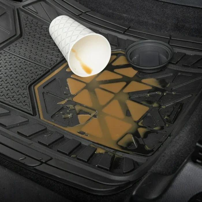 Armor All 4 Piece All Weather Rubber Floor Mats Trim to Fit, Black 79960