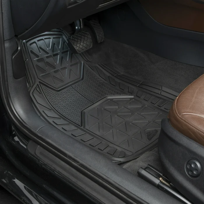 Armor All 4 Piece All Weather Rubber Floor Mats Trim to Fit, Black 79960