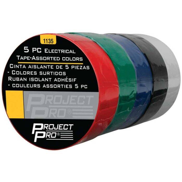 PP1135: 5 PACK MULTI-COLOR ELECTRICAL TAPE - PROJECT PRO TOOL TABLE - Image 2