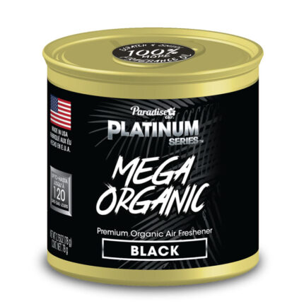 PLMO-48003-Q: PLATINUM SERIES MEGA ORGANIC CAN AIR FRESHENER - BLACK - PARADISE AIR