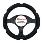 CL-SWC06: COMFORT FIT STEERING WHEEL COVER - BLACK - CASTROL